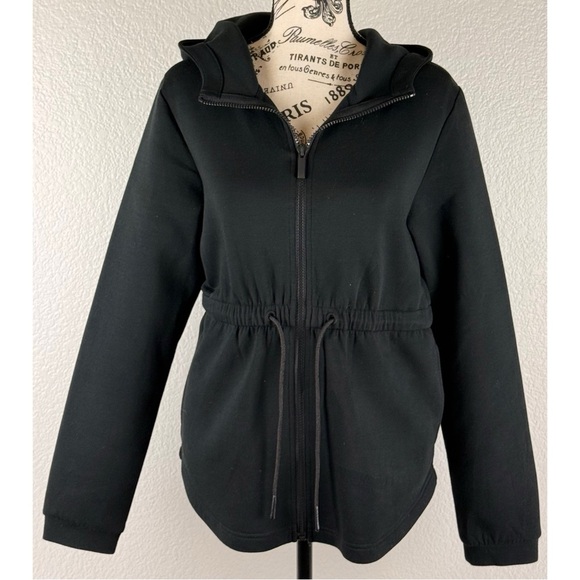 Varley Sofia Lightweight Drawstring-Waist Hooded Track Jacket Black Small - Picture 3 of 15